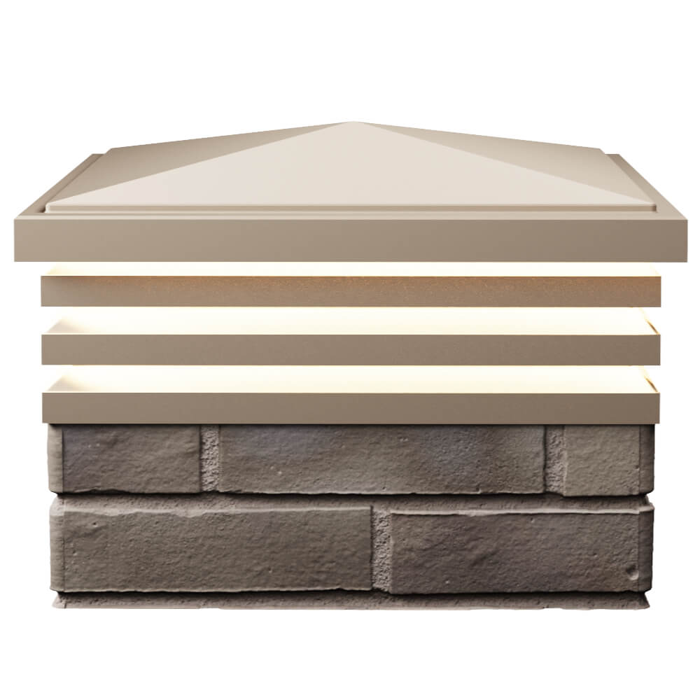 Колпак Zking Бона ХайТек Бежевый на столб 1.5х1.5 кирпича (385х385мм) с подсветкой в Чите фото