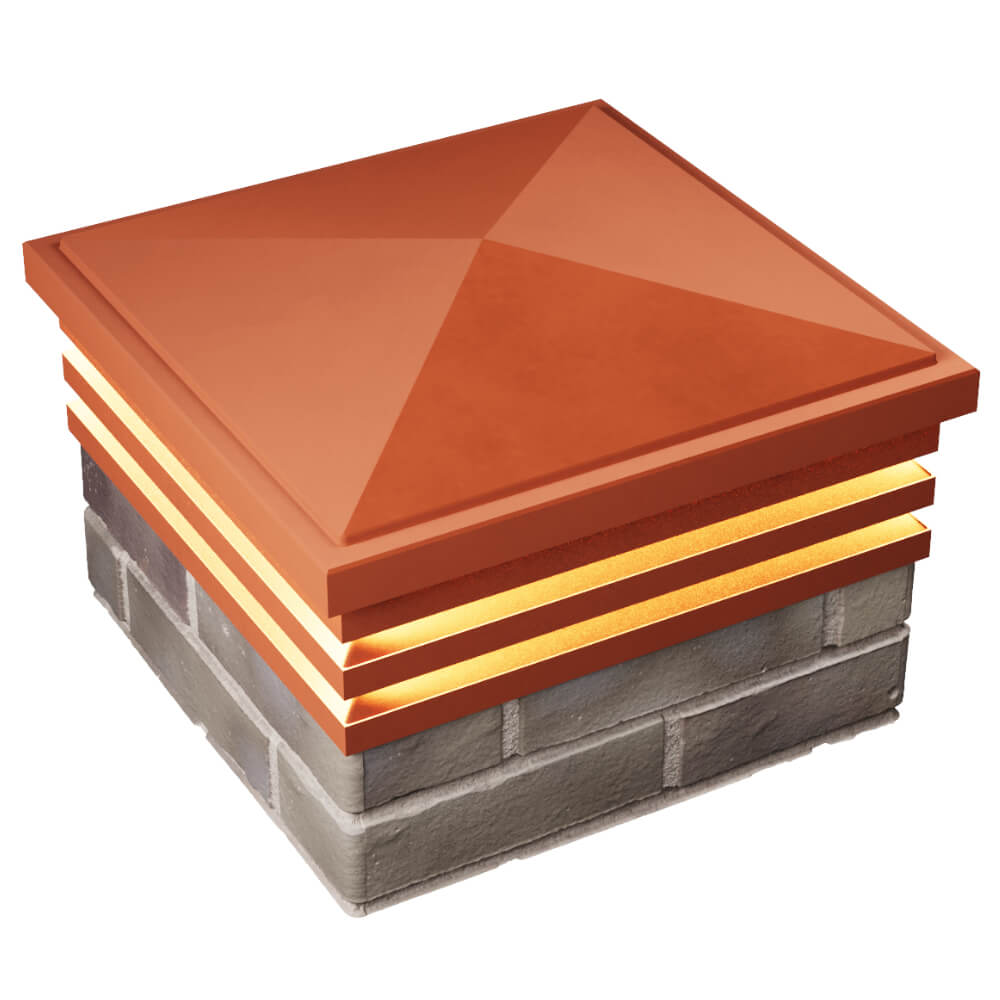 Колпак Zking Бона ХайТек Красный на столб 1.5х1.5 кирпича (385х385мм) с подсветкой в Чите фото