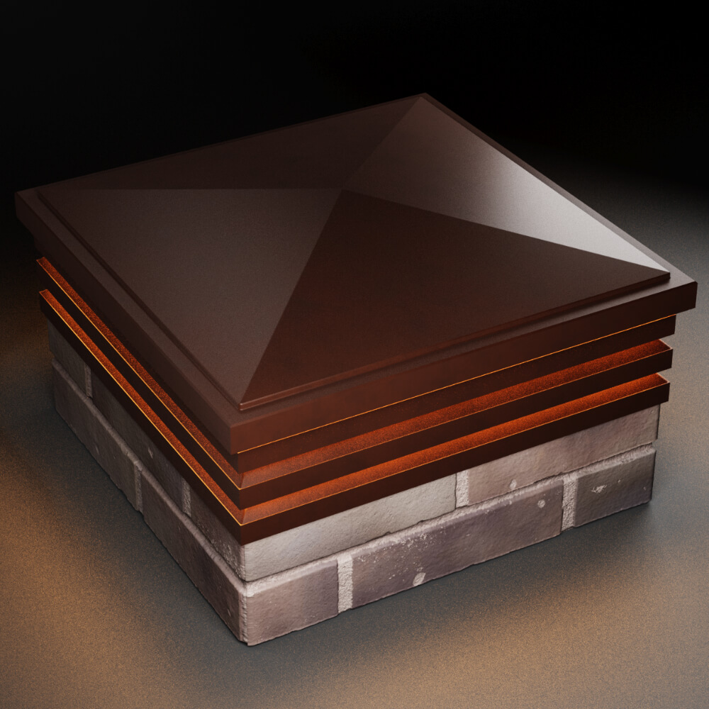 Колпак Zking Бона ХайТек Коричневый на столб 2х2 кирпича (513х513мм) с подсветкой в Чите фото