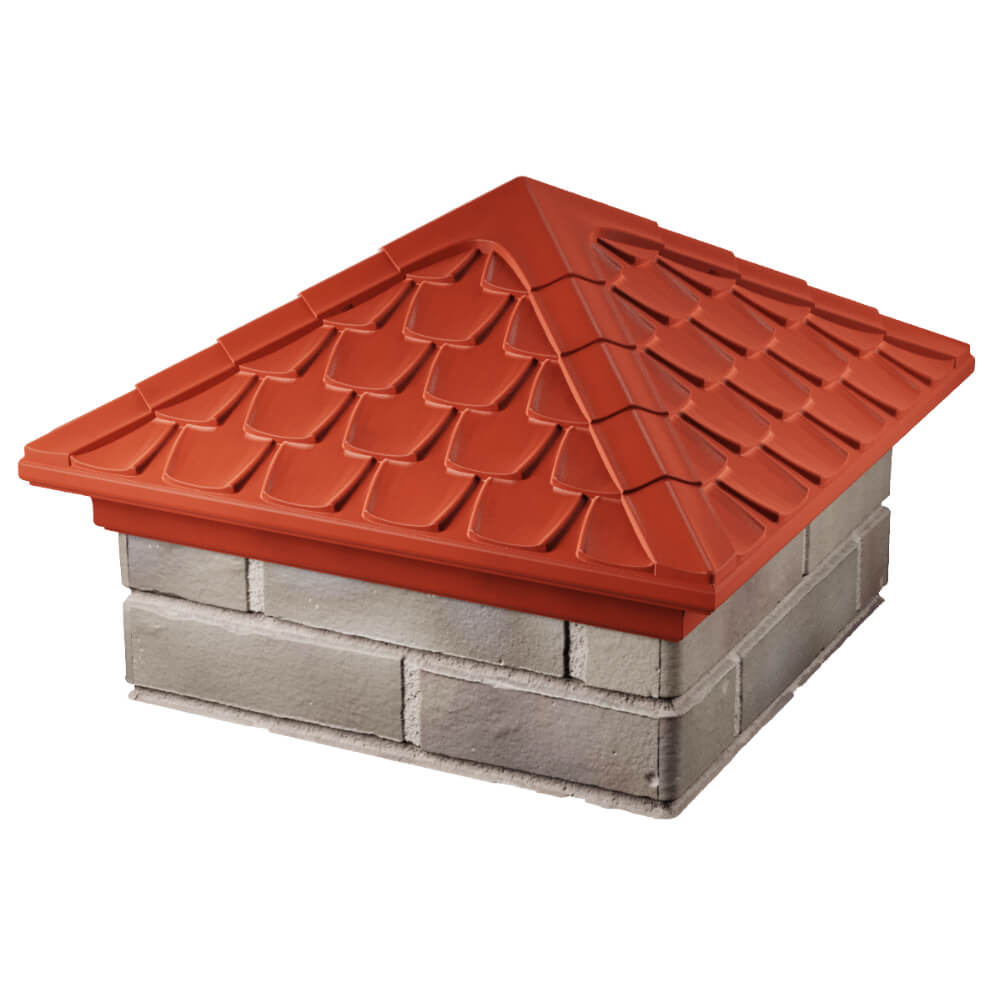 Колпак Zking Эльбрус Красный на столб 1.5х1.5 кирпича (385х385мм) в Чите фото