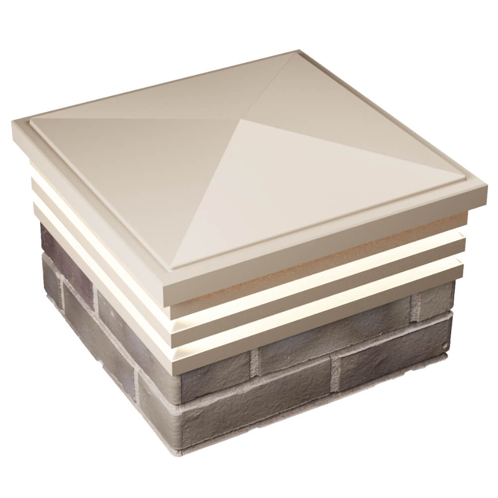 Колпак Zking Бона ХайТек Бежевый на столб 1.5х1.5 кирпича (385х385мм) с подсветкой в Чите фото