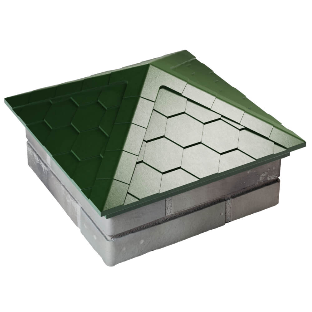 Колпак Zking Эверест Зеленый на столб 1.5х1.5 кирпича (390х390мм) в Чите фото