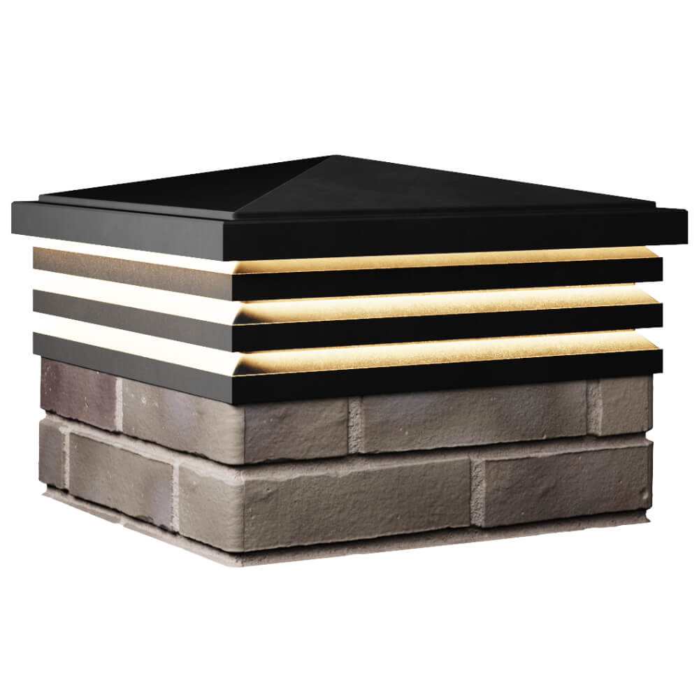 Колпак Zking Бона ХайТек Черный на столб 1.5х1.5 кирпича (385х385мм) с подсветкой в Чите фото