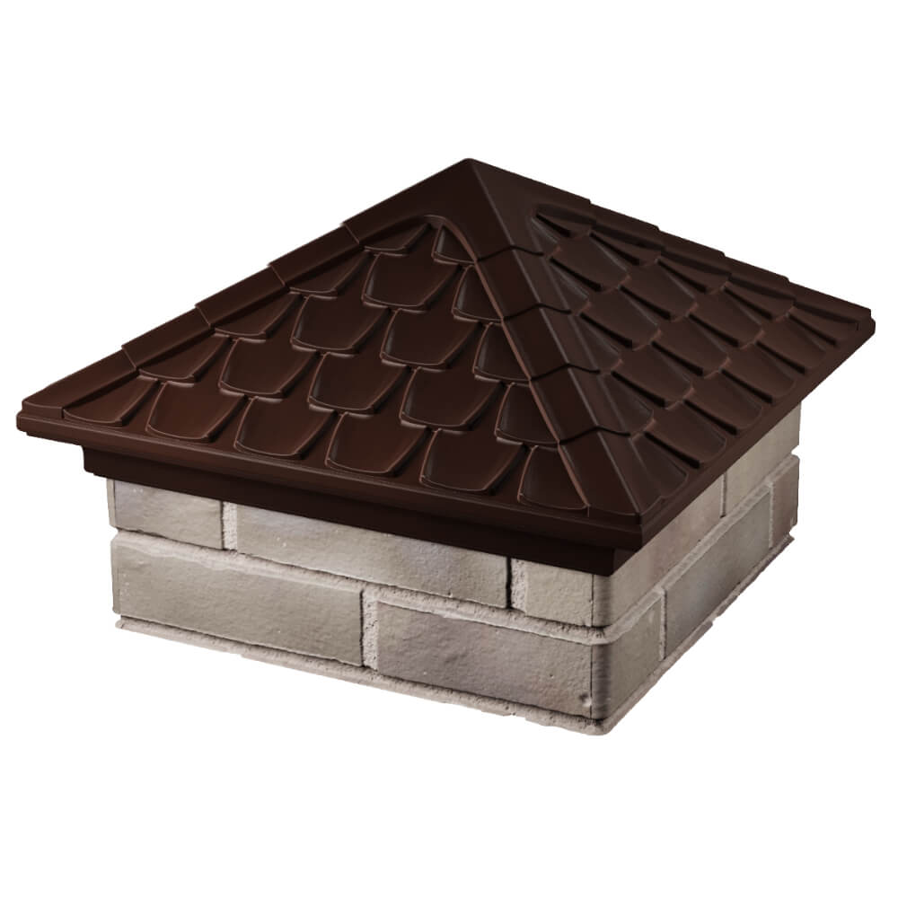 Колпак Zking Эльбрус Коричневый на столб 1.5х1.5 кирпича (385х385мм) в Чите фото