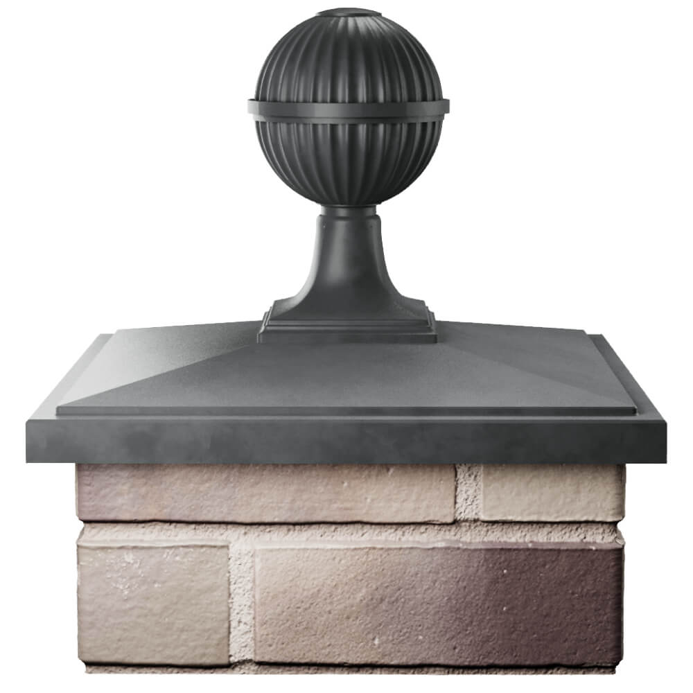 Колпак Zking БонаМоно Серый с шаром на столб 1.5х1.5 кирпича (385х385, 400х400мм) в сборе Чита фото