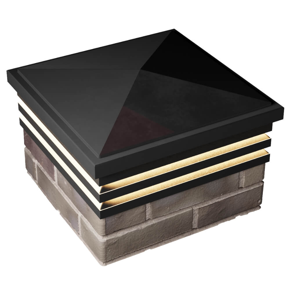 Колпак Zking Бона ХайТек Черный на столб 1.5х1.5 кирпича (385х385мм) с подсветкой в Чите фото