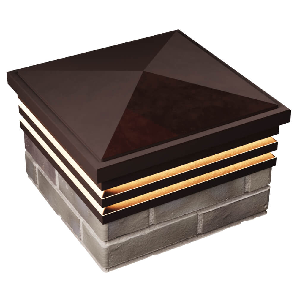 Колпак Zking Бона ХайТек Коричневый на столб 1.5х1.5 кирпича (385х385мм) с подсветкой в Чите фото