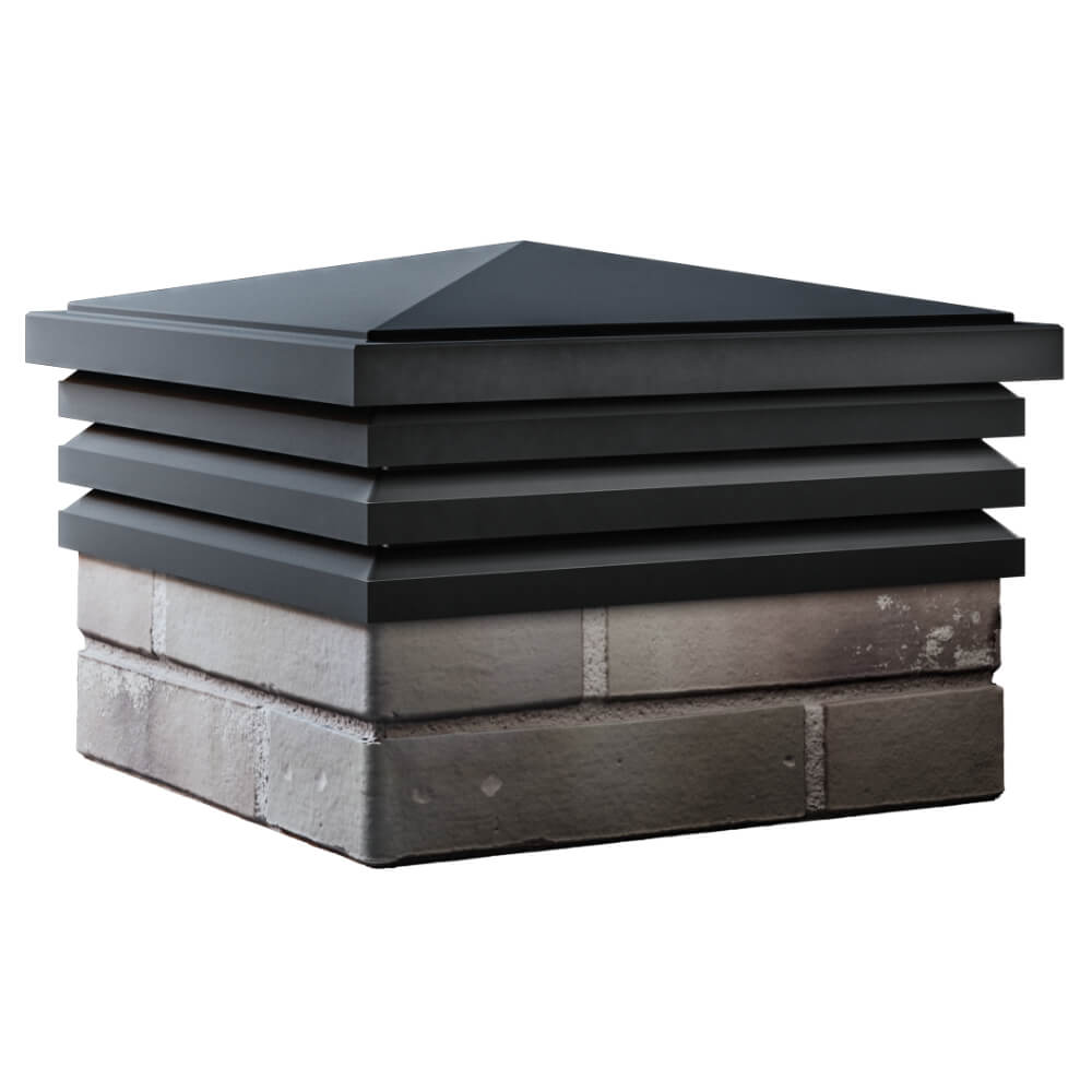 Колпак Zking Бона ХайТек Черный на столб 1.5х1.5 кирпича (385х385мм) в Чите фото