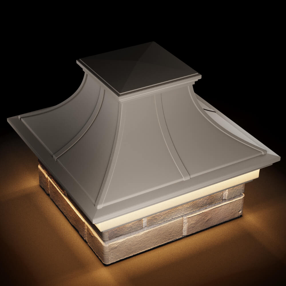 Колпак Zking Монблан Премиум Бежевый на столб 1.5х1.5 кирпича (385х385мм) с подсветкой в Чите фото