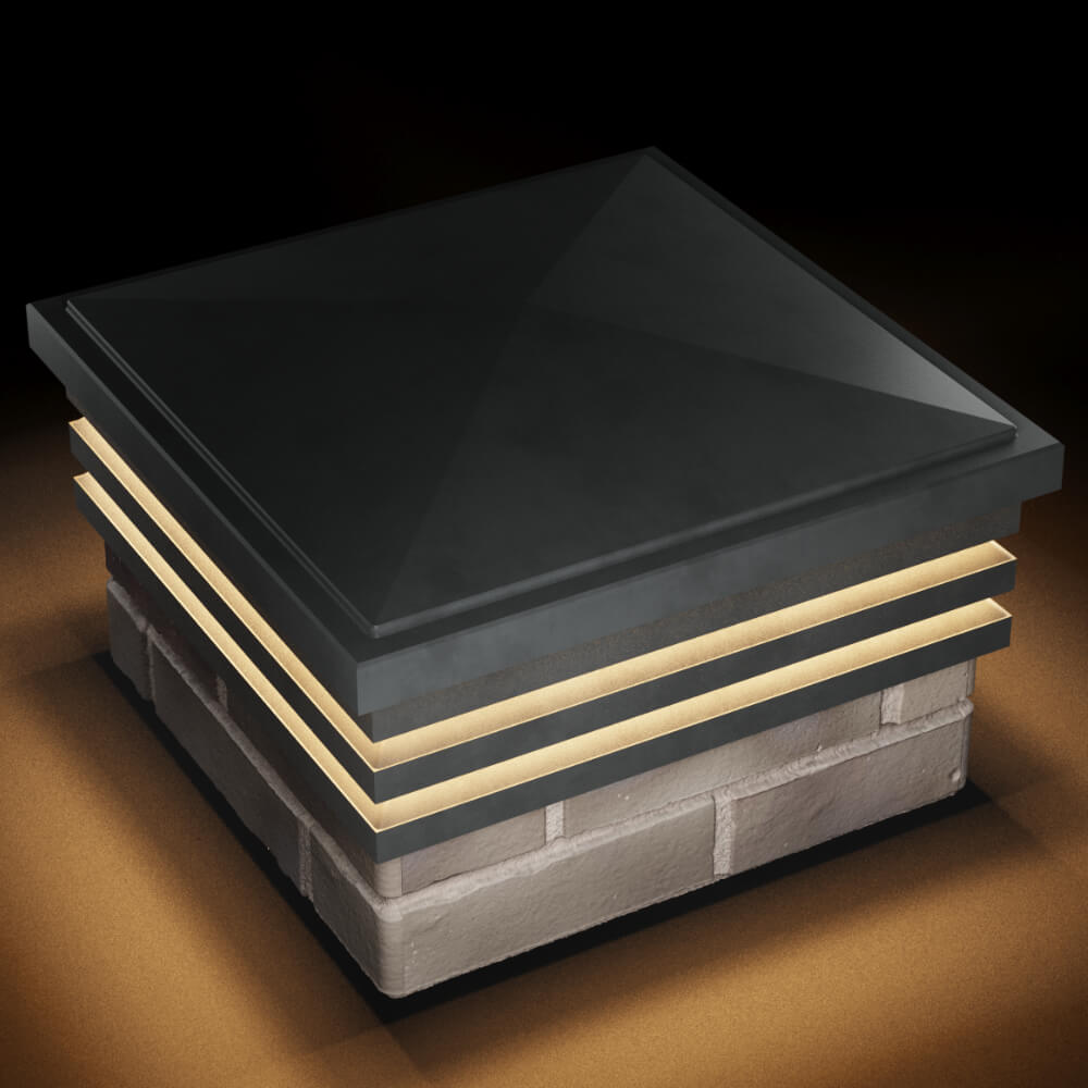 Колпак Zking Бона ХайТек Серый на столб 1.5х1.5 кирпича (385х385мм) с подсветкой в Чите фото