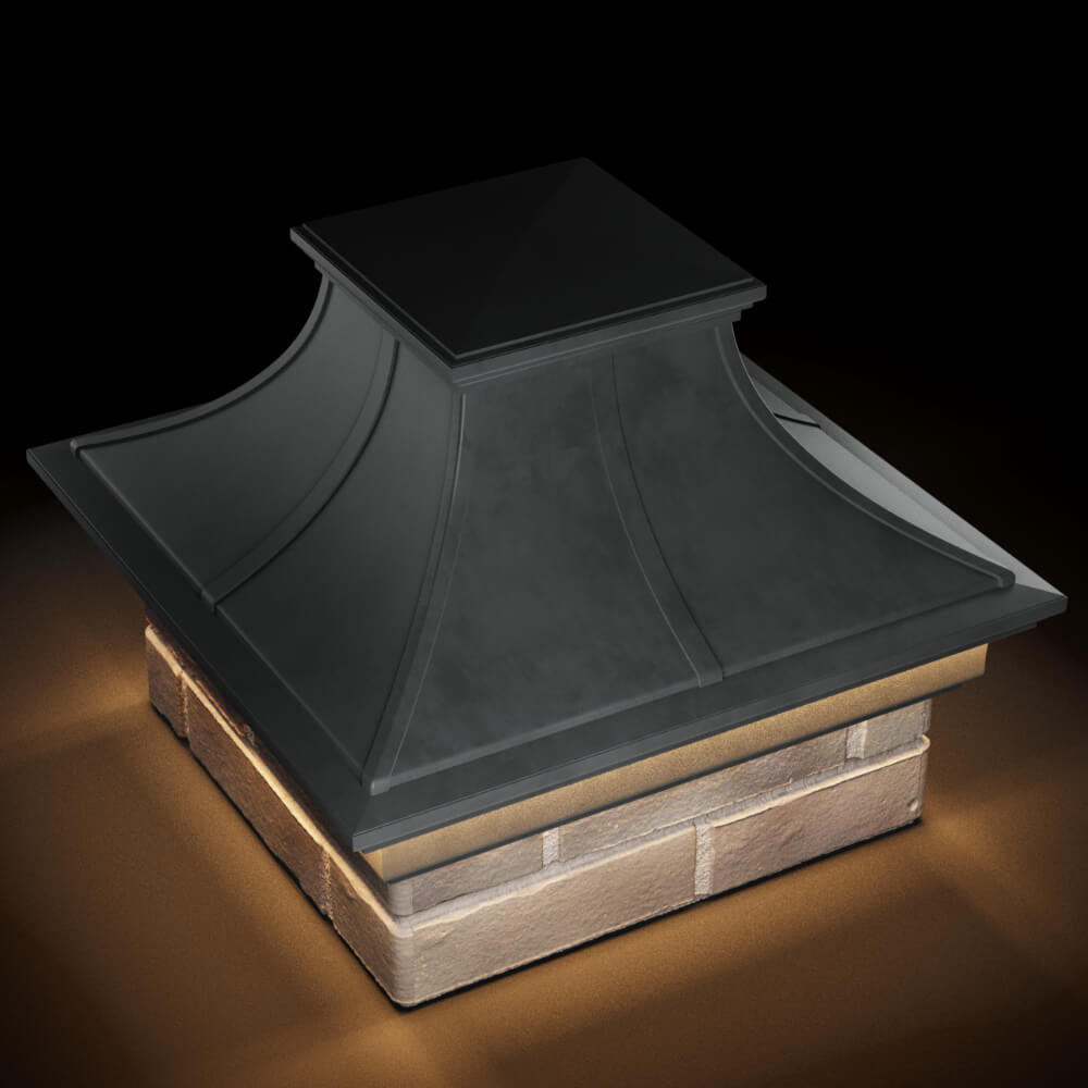 Колпак Zking Монблан Премиум Серый на столб 1.5х1.5 кирпича (385х385мм) с подсветкой в Чите фото