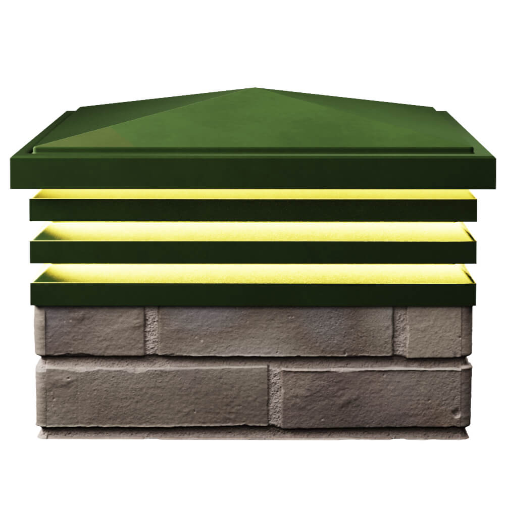 Колпак Zking Бона ХайТек Зеленый на столб 1.5х1.5 кирпича (385х385мм) с подсветкой в Чите фото