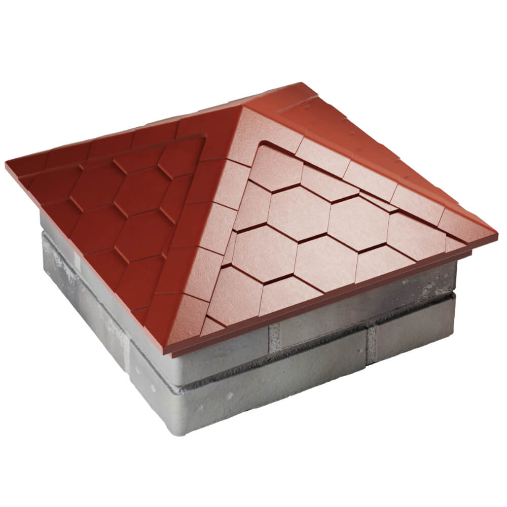 Колпак Zking Эверест Красный на столб 1.5х1.5 кирпича (390х390мм) в Чите фото