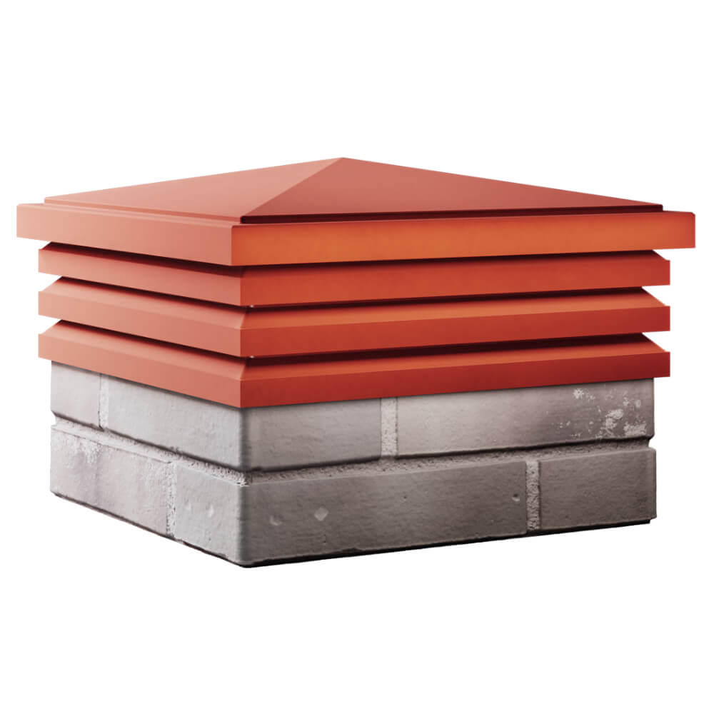 Колпак Zking Бона ХайТек Красный на столб 1.5х1.5 кирпича (385х385мм) в Чите фото