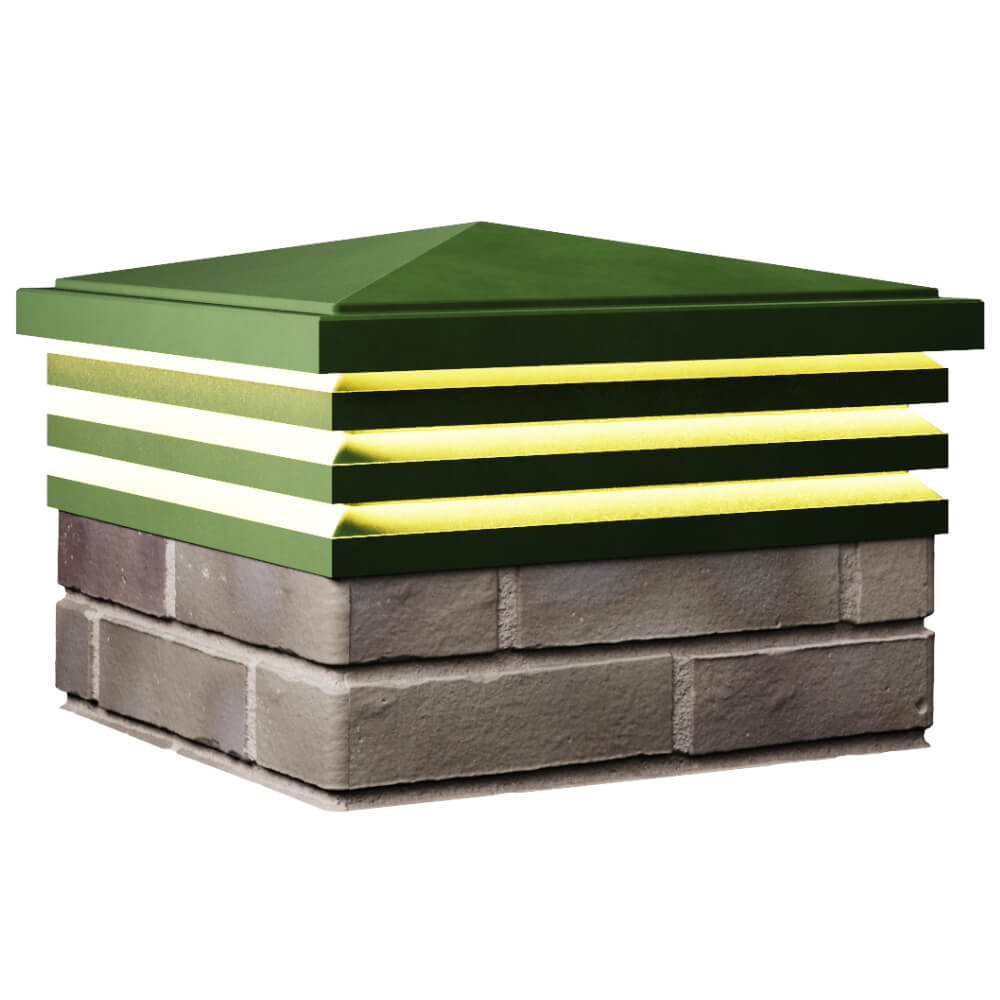 Колпак Zking Бона ХайТек Зеленый на столб 1.5х1.5 кирпича (385х385мм) с подсветкой в Чите фото