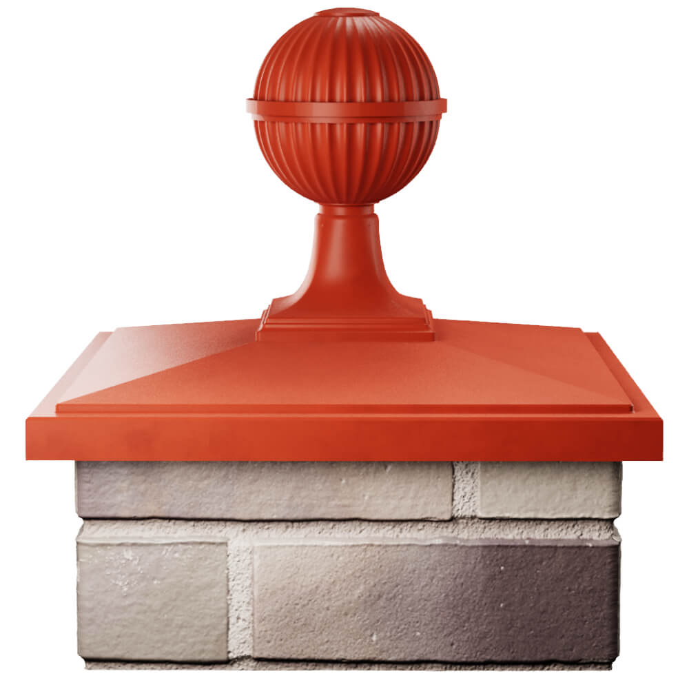 Колпак Zking БонаМоно Красный с шаром на столб 1.5х1.5 кирпича (385х385, 400х400мм) в сборе Чита фото