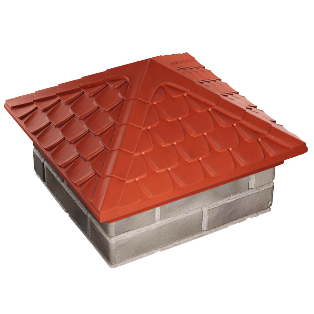 Колпак Zking Эльбрус Красный на столб 1.5х1.5 кирпича (385х385мм) в Чите фото