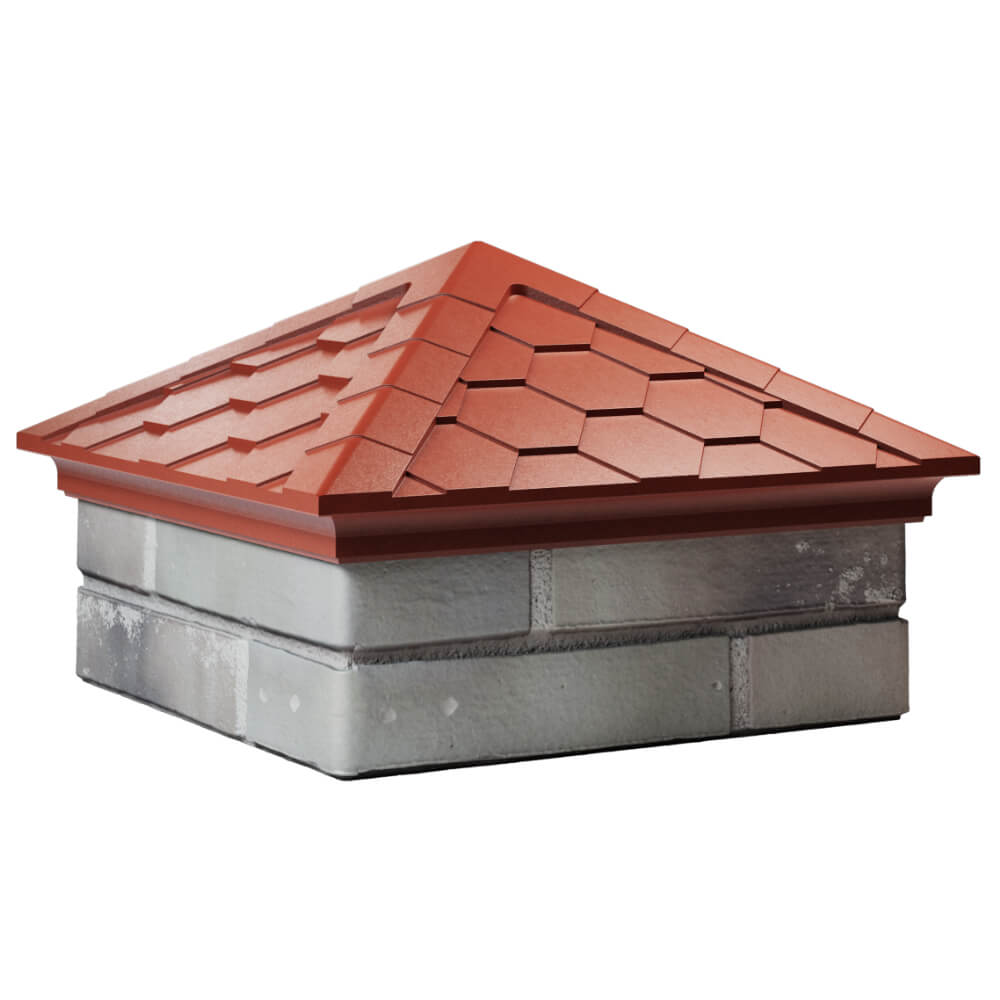 Колпак Zking Эверест Красный на столб 1.5х1.5 кирпича (390х390мм) в Чите фото