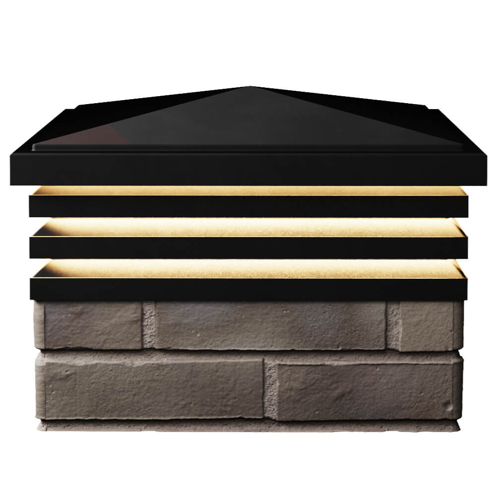 Колпак Zking Бона ХайТек Черный на столб 1.5х1.5 кирпича (385х385мм) с подсветкой в Чите фото