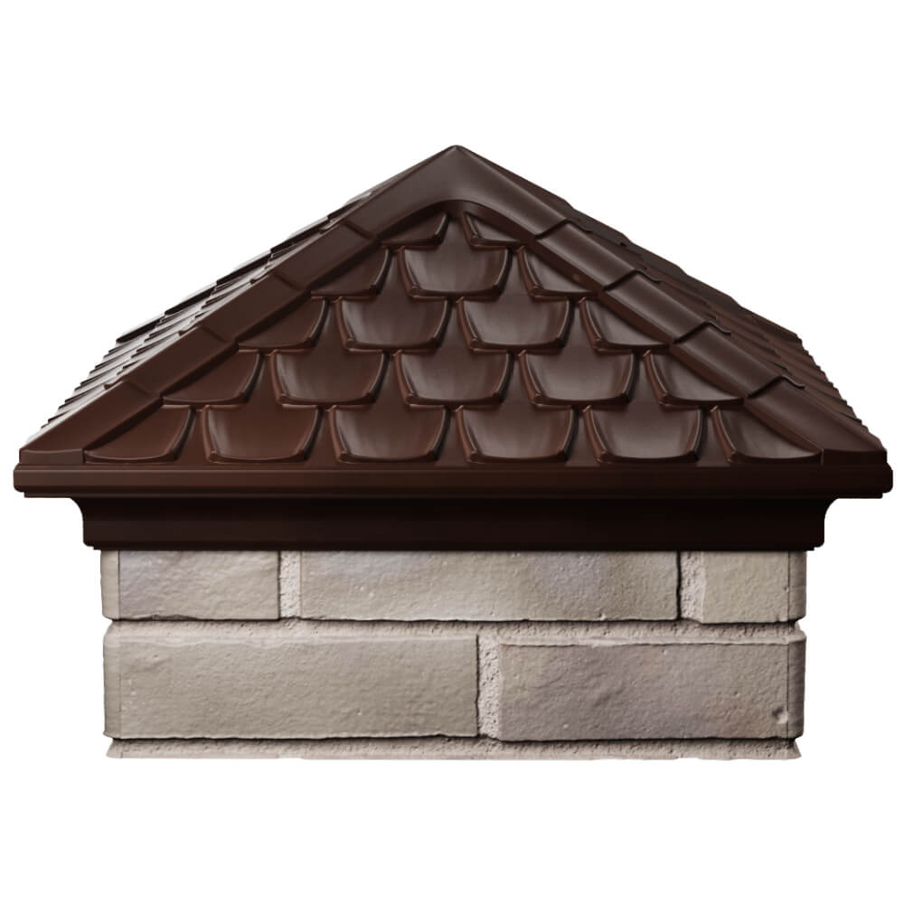 Колпак Zking Эльбрус Коричневый на столб 1.5х1.5 кирпича (385х385мм) Чита фото