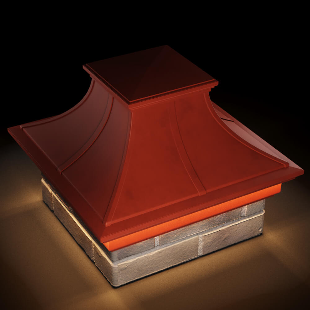 Колпак Zking Монблан Премиум Красный на столб 1.5х1.5 кирпича (385х385мм) с подсветкой в Чите фото