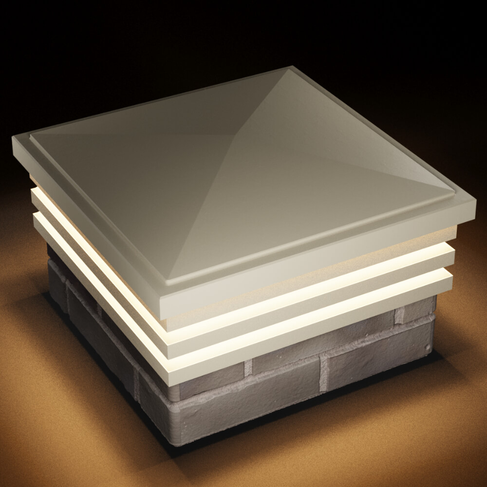 Колпак Zking Бона ХайТек Бежевый на столб 1.5х1.5 кирпича (385х385мм) с подсветкой в Чите фото