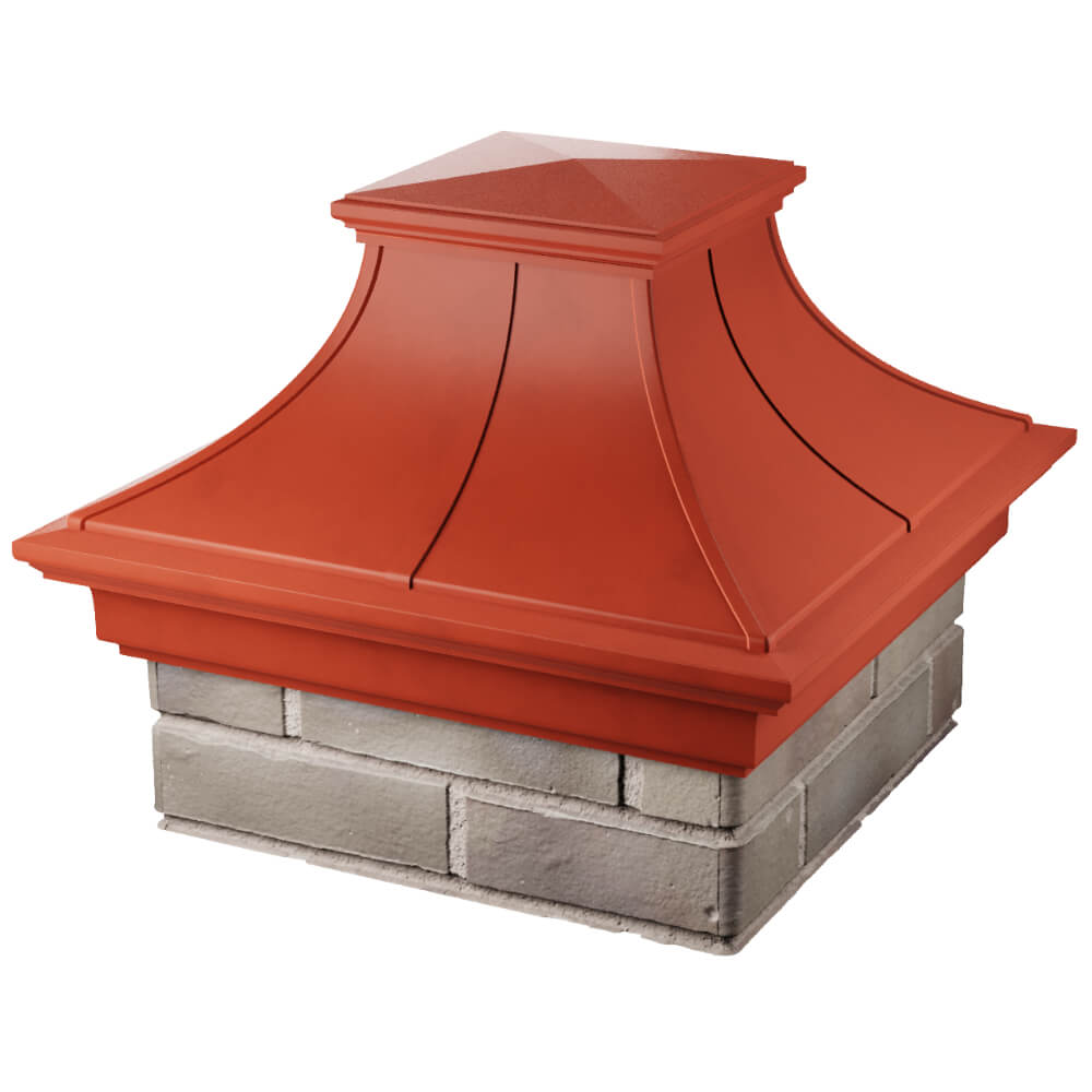 Колпак Zking Монблан Премиум Красный на столб 1.5х1.5 кирпича (385х385мм) в Чите фото
