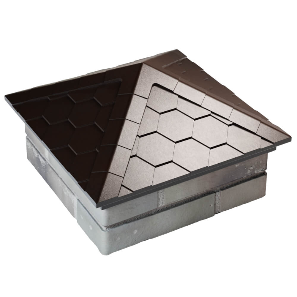 Колпак Zking Эверест Коричневый на столб 1.5х1.5 кирпича (390х390мм) в Чите фото