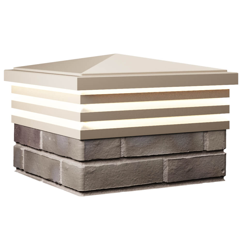 Колпак Zking Бона ХайТек Бежевый на столб 1.5х1.5 кирпича (385х385мм) с подсветкой в Чите фото