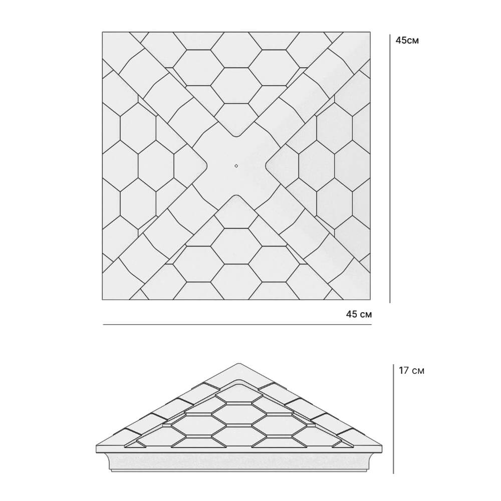 Колпак Zking Эверест Серый на столб 1.5х1.5 кирпича (390х390мм) в Чите фото