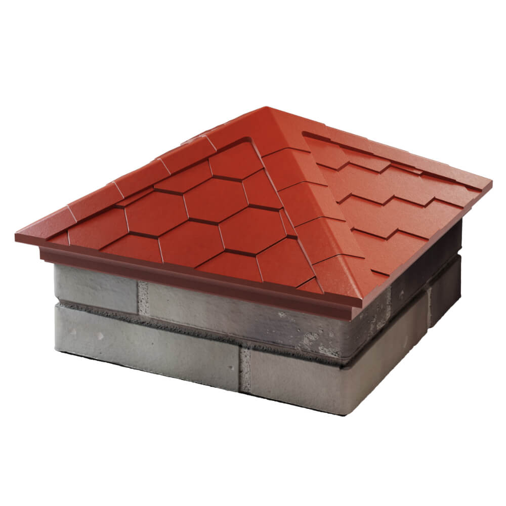 Колпак Zking Эверест Красный на столб 1.5х1.5 кирпича (390х390мм) в Чите фото