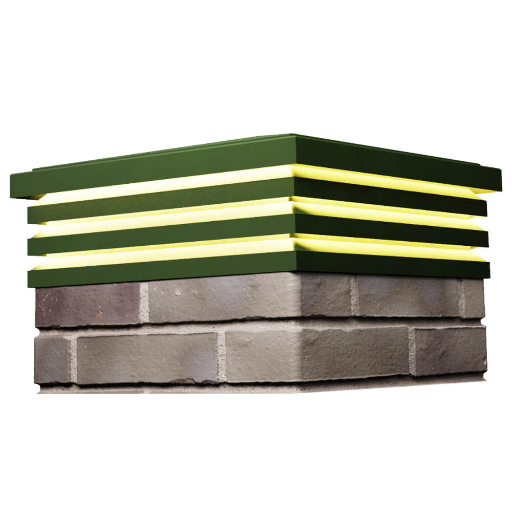 Колпак Zking Бона ХайТек Зеленый на столб 1.5х1.5 кирпича (385х385мм) с подсветкой в Чите фото