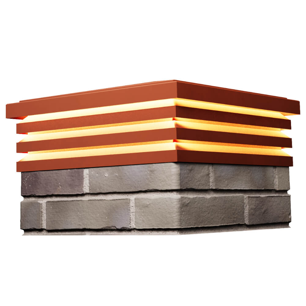 Колпак Zking Бона ХайТек Красный на столб 1.5х1.5 кирпича (385х385мм) с подсветкой в Чите фото