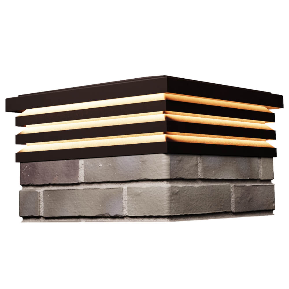 Колпак Zking Бона ХайТек Коричневый на столб 1.5х1.5 кирпича (385х385мм) с подсветкой в Чите фото