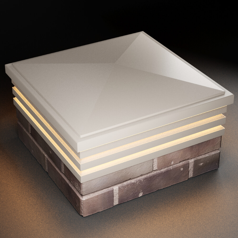 Колпак Zking Бона ХайТек Бежевый на столб 2х2 кирпича (513х513мм) с подсветкой в Чите фото