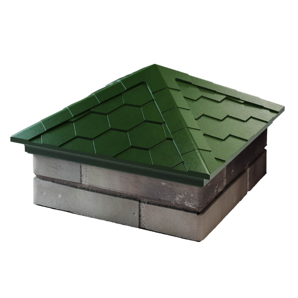 Колпак Zking Эверест Зеленый на столб 1.5х1.5 кирпича (390х390мм) в Чите фото