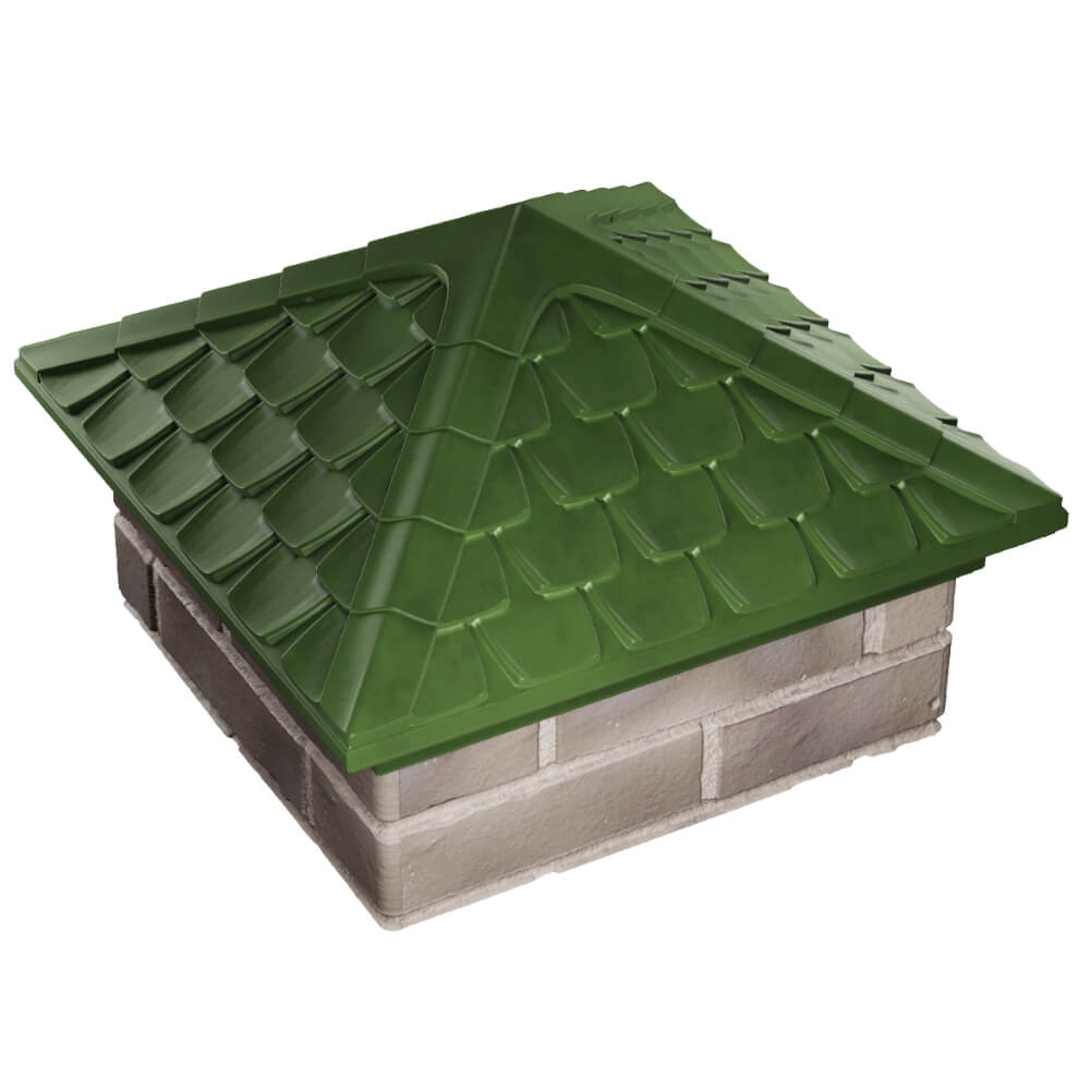 Колпак Zking Эльбрус Зеленый на столб 1.5х1.5 кирпича (385х385мм) в Чите фото