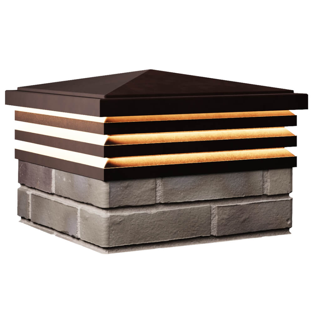 Колпак Zking Бона ХайТек Коричневый на столб 1.5х1.5 кирпича (385х385мм) с подсветкой в Чите фото