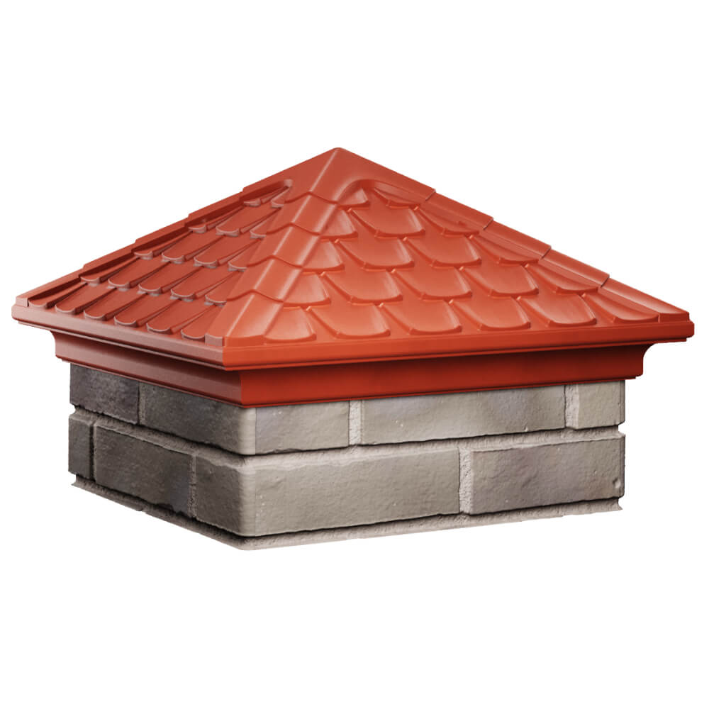 Колпак Zking Эльбрус Красный на столб 1.5х1.5 кирпича (385х385мм) в Чите фото