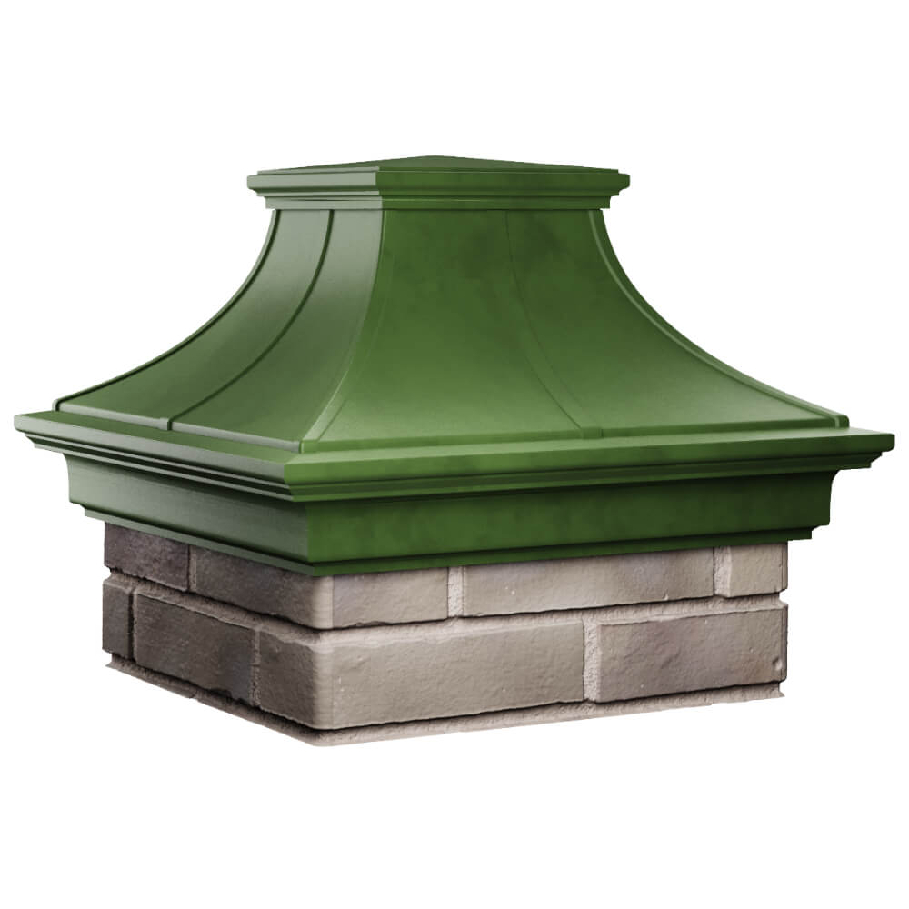 Колпак Zking Монблан Премиум Зеленый на столб 1.5х1.5 кирпича (385х385мм) в Чите фото