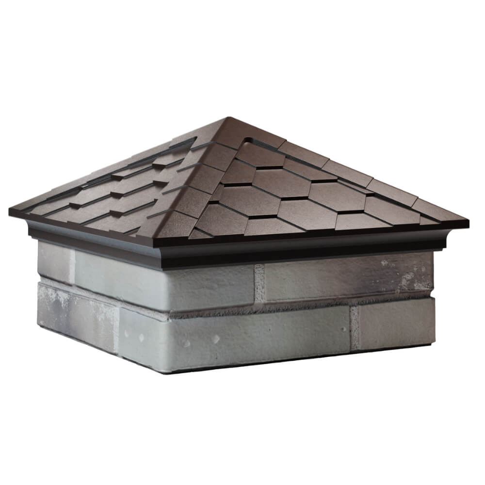 Колпак Zking Эверест Коричневый на столб 1.5х1.5 кирпича (390х390мм) в Чите фото