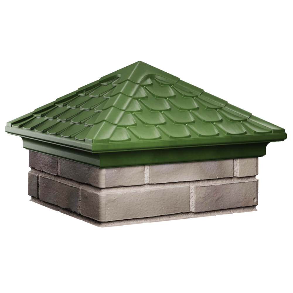 Колпак Zking Эльбрус Зеленый на столб 1.5х1.5 кирпича (385х385мм) в Чите фото