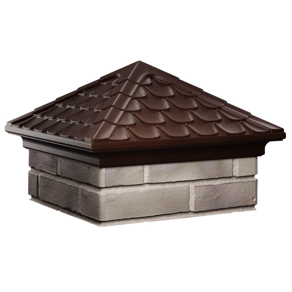 Колпак Zking Эльбрус Коричневый на столб 1.5х1.5 кирпича (385х385мм) в Чите фото