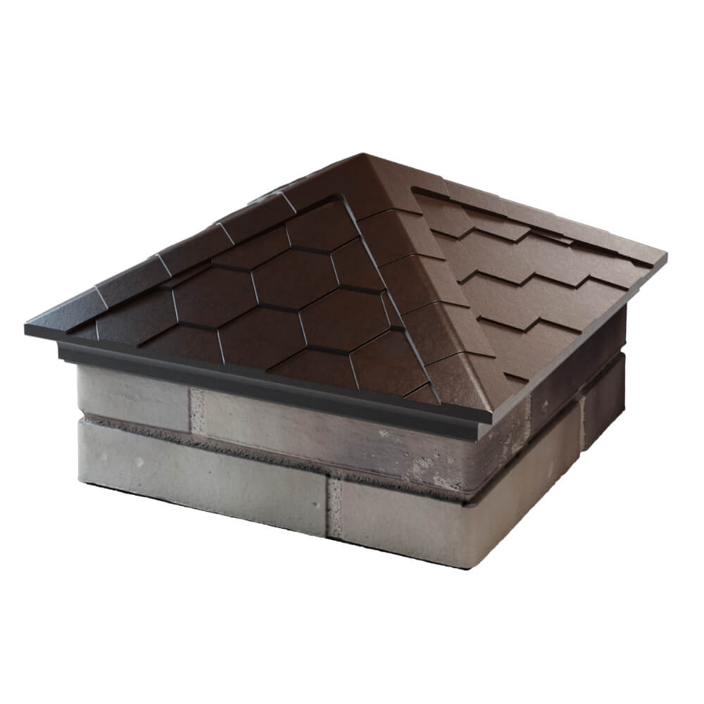 Колпак Zking Эверест Коричневый на столб 1.5х1.5 кирпича (390х390мм) в Чите фото